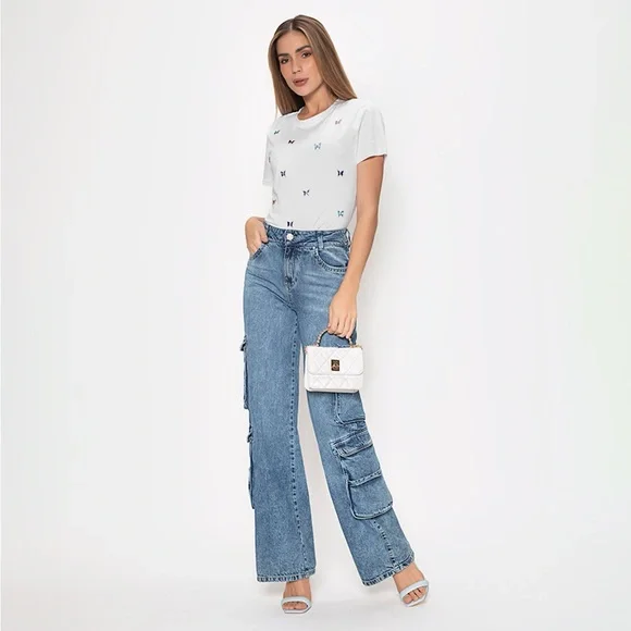 Glamour os T-Shirt whit luxury butterflies in crystals. - Picture 2 of 6